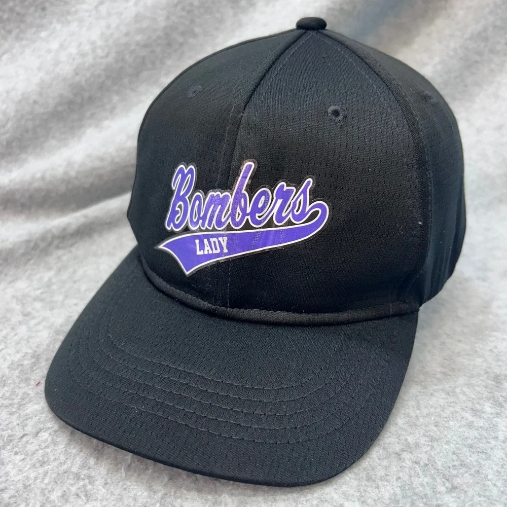 Lady Bombers kids Black Healy Sportswear Baseball Cap Mesh Stretch Fit Hat 2409